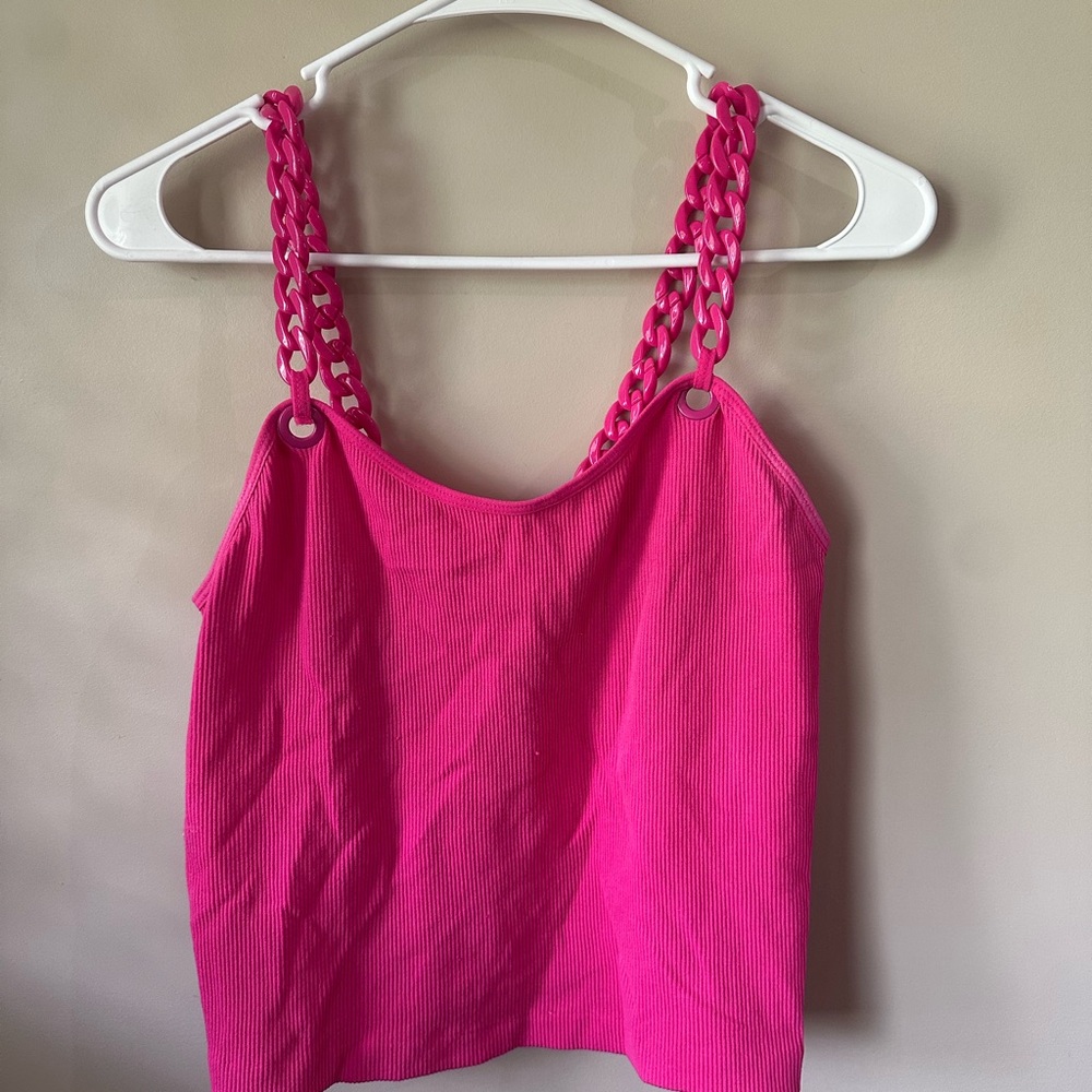 Pink Chain Strap Crop Top
